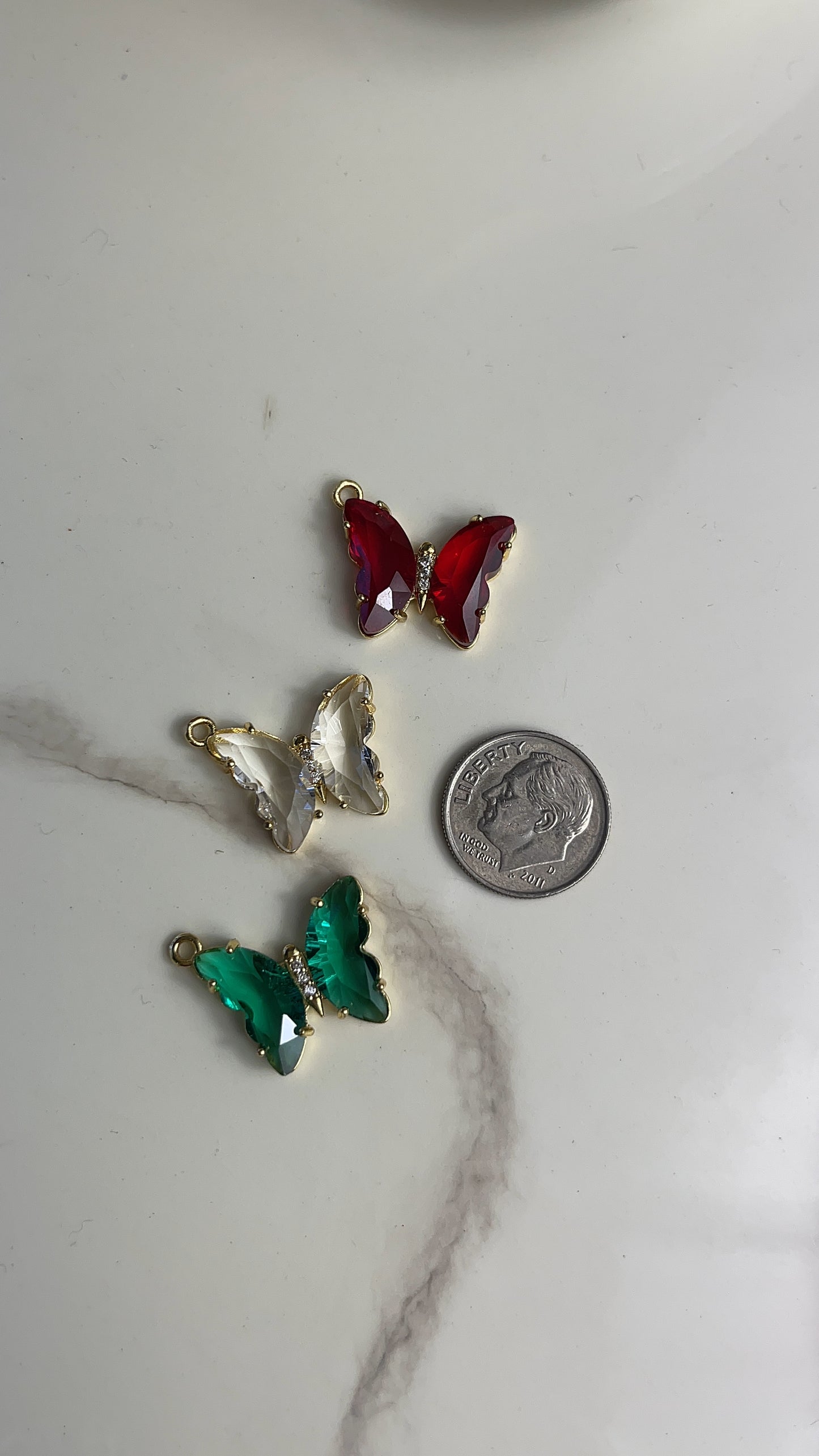 Large CZ Butterfly Charm