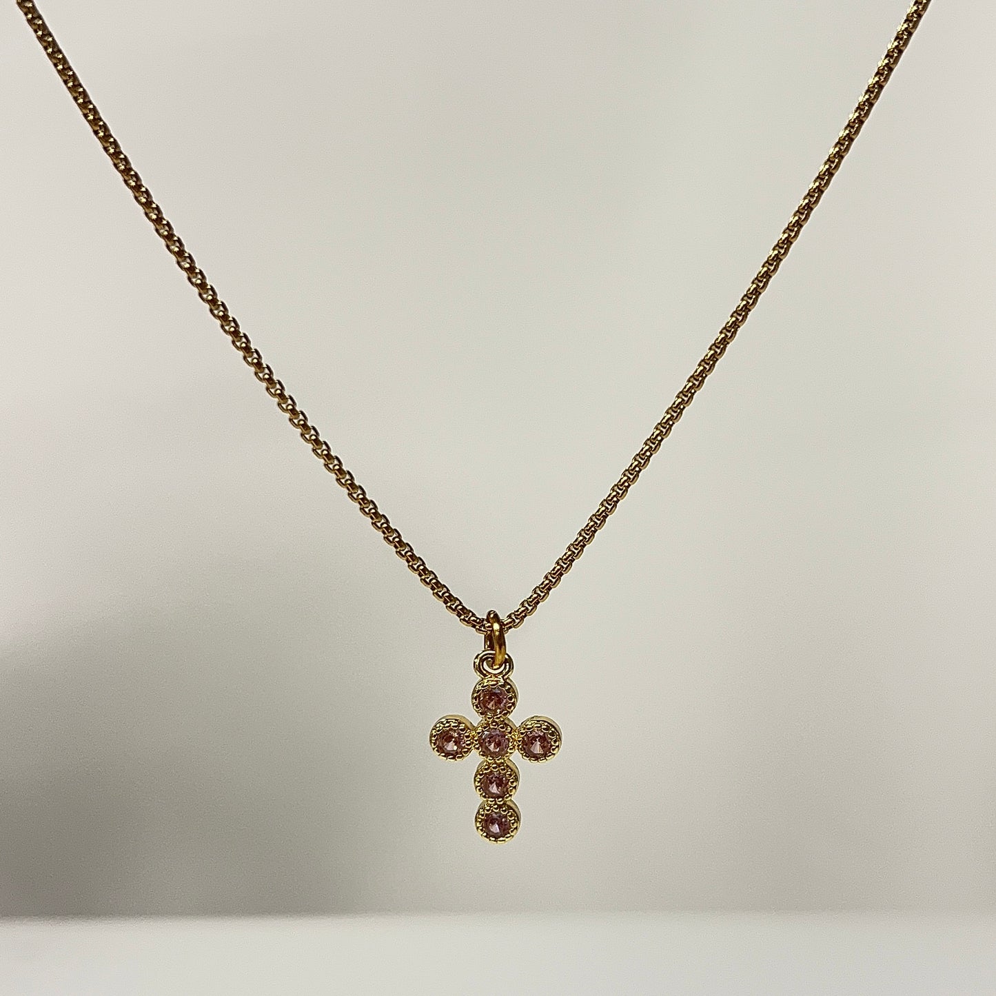 Pink Mini Psalm Cross Necklace