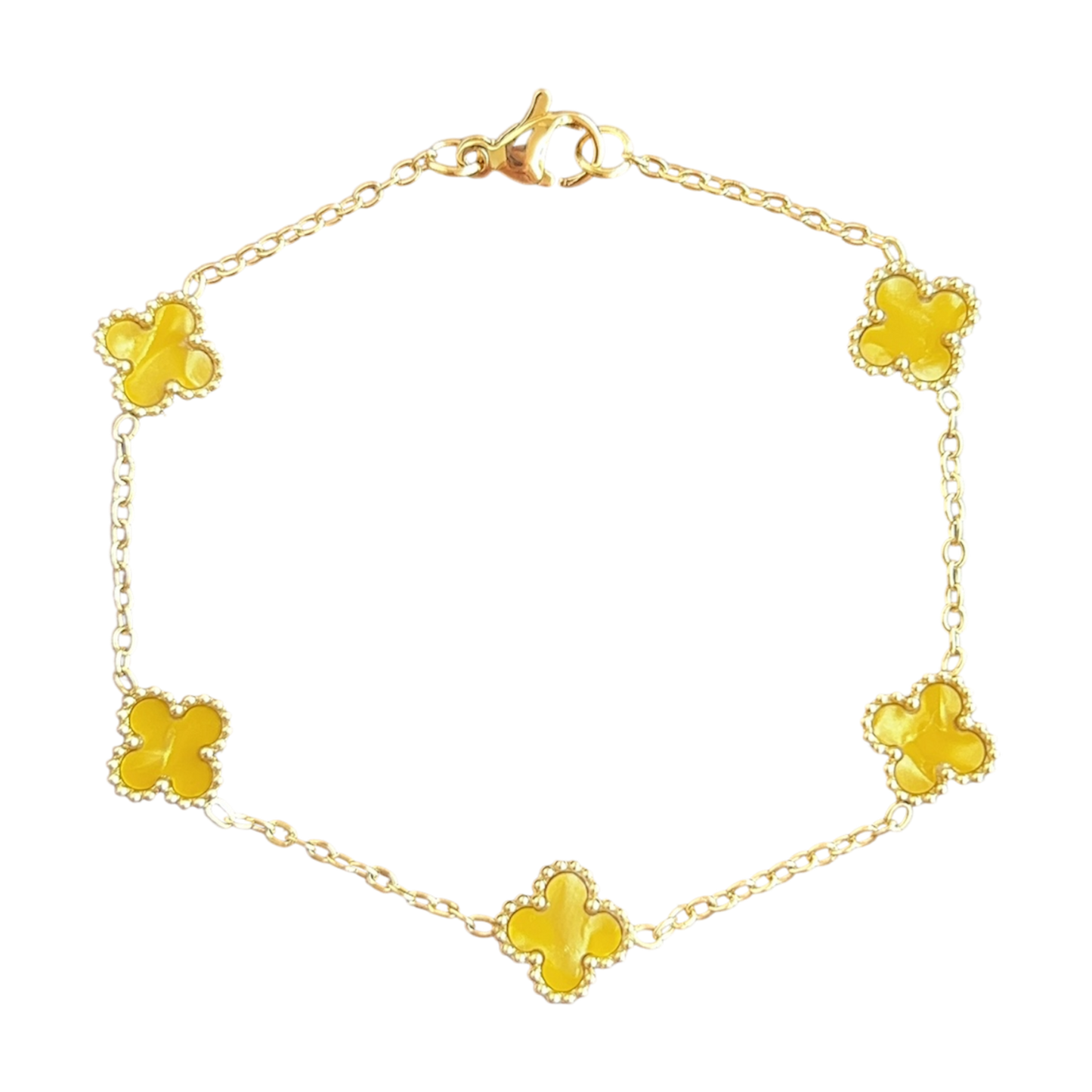 Mini Golden Agate Van Clover Bracelet