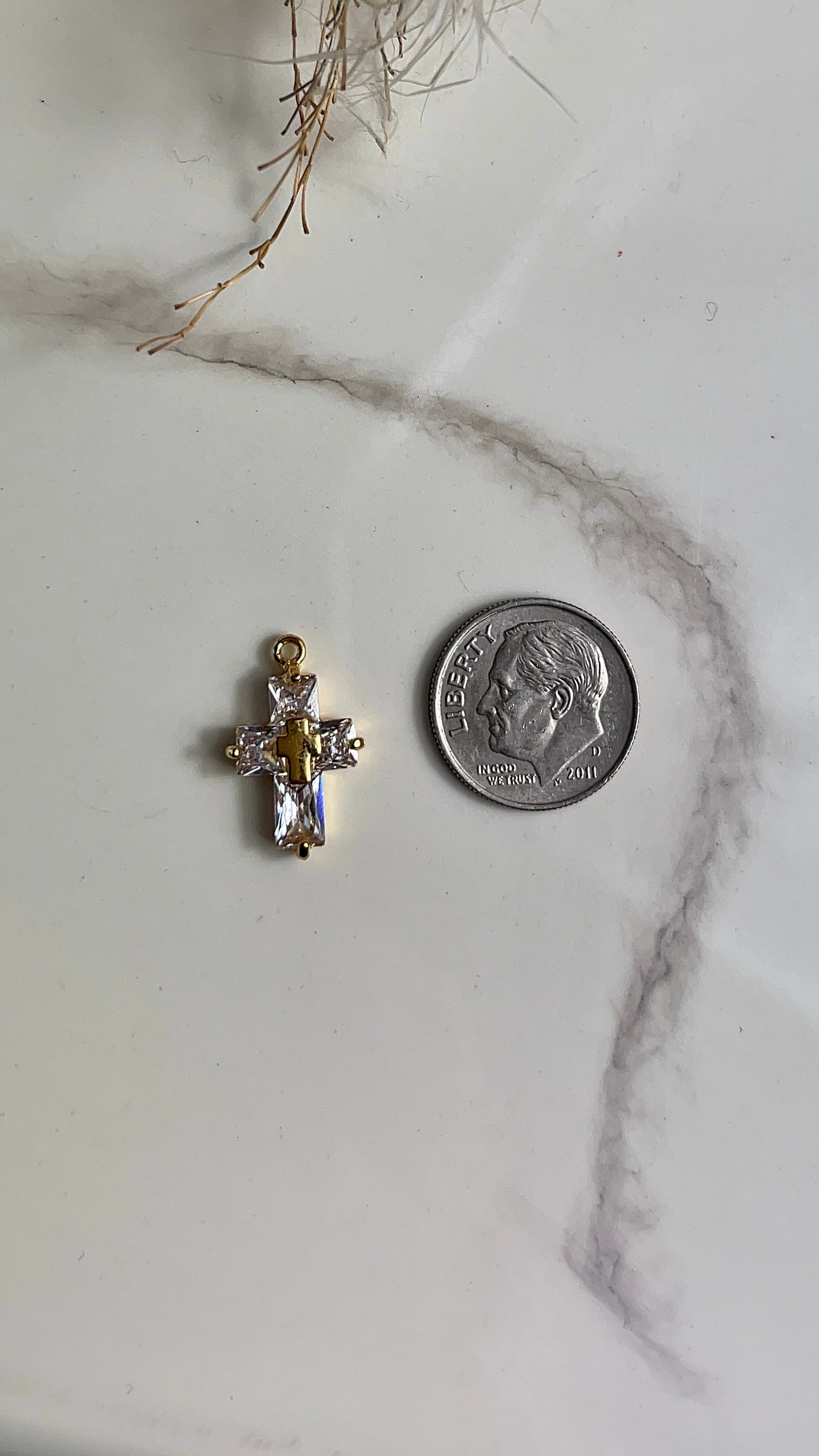 CZ Chunky Cross Charm