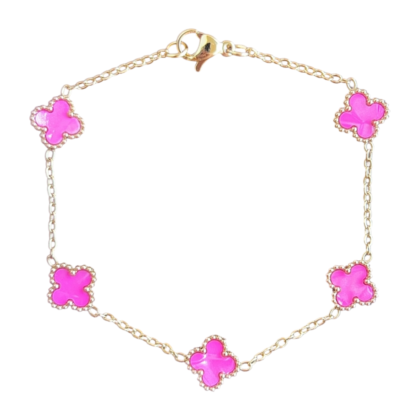 Mini pink Porcelain Van Clover Bracelet