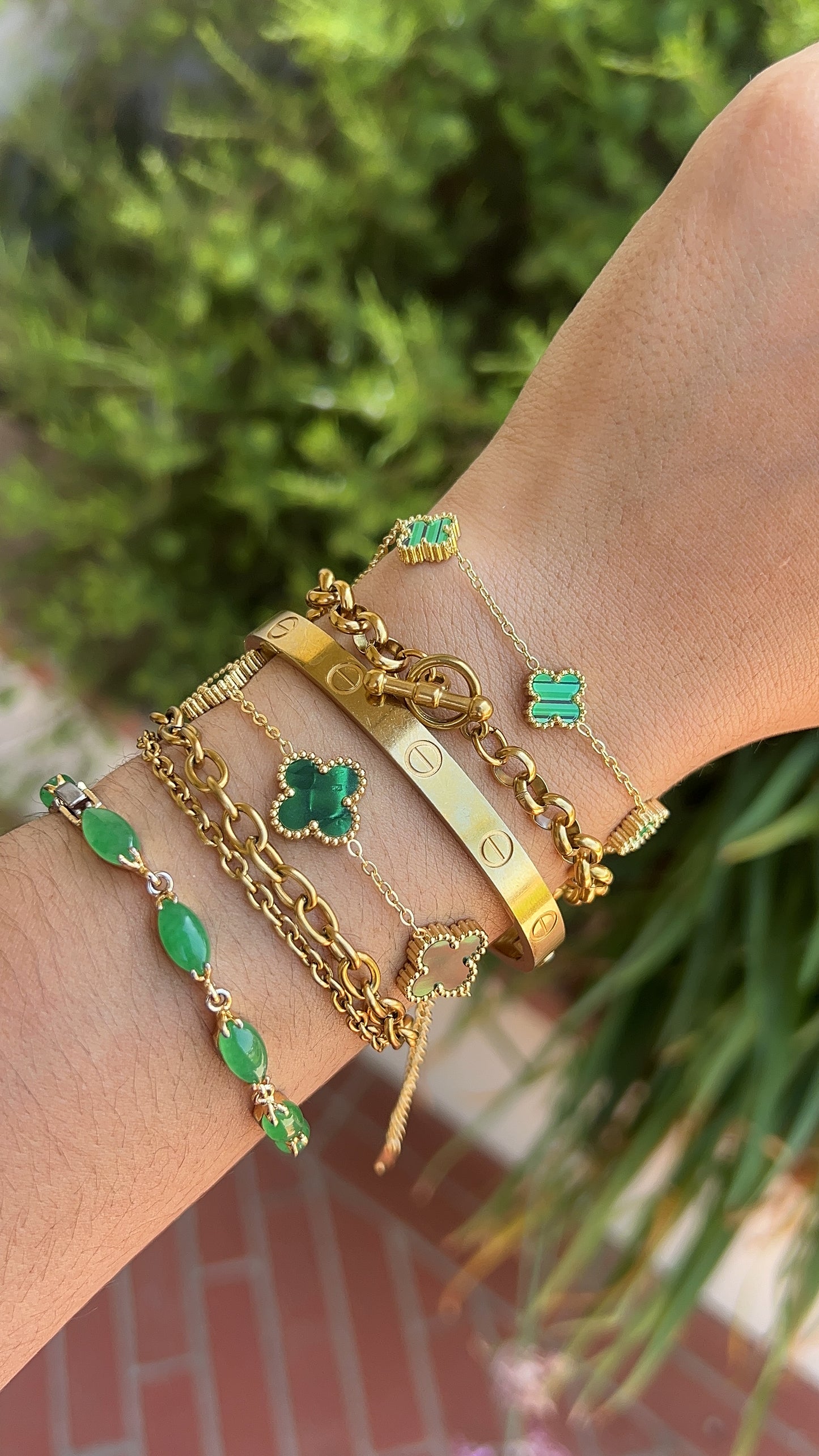 Mini Malachite Van Clover Bracelet