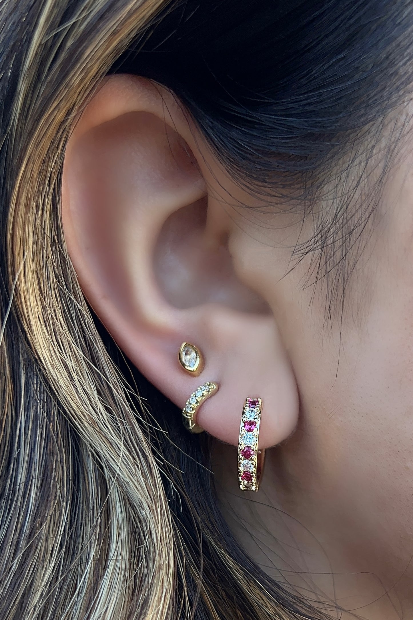 Empire CZ Charm Huggies