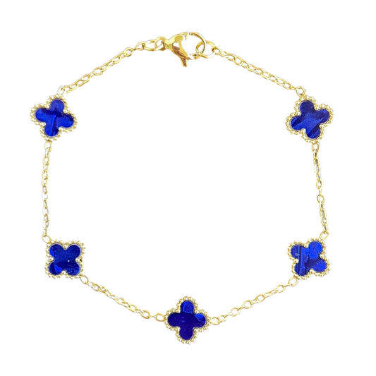 Mini Lapis Lazuli Agate Van Clover Bracelet