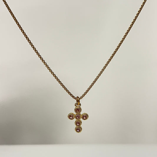 Pink Mini Psalm Cross Necklace