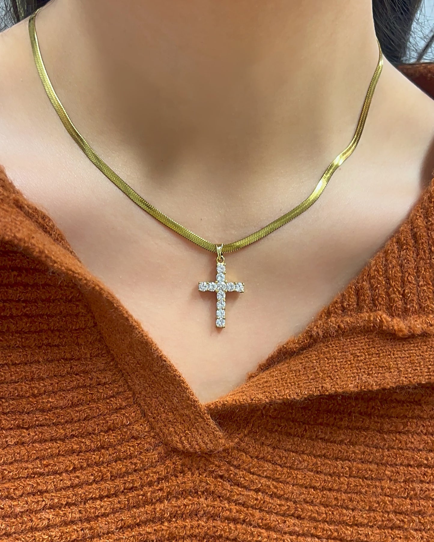 Sunlit Herringbone Cross