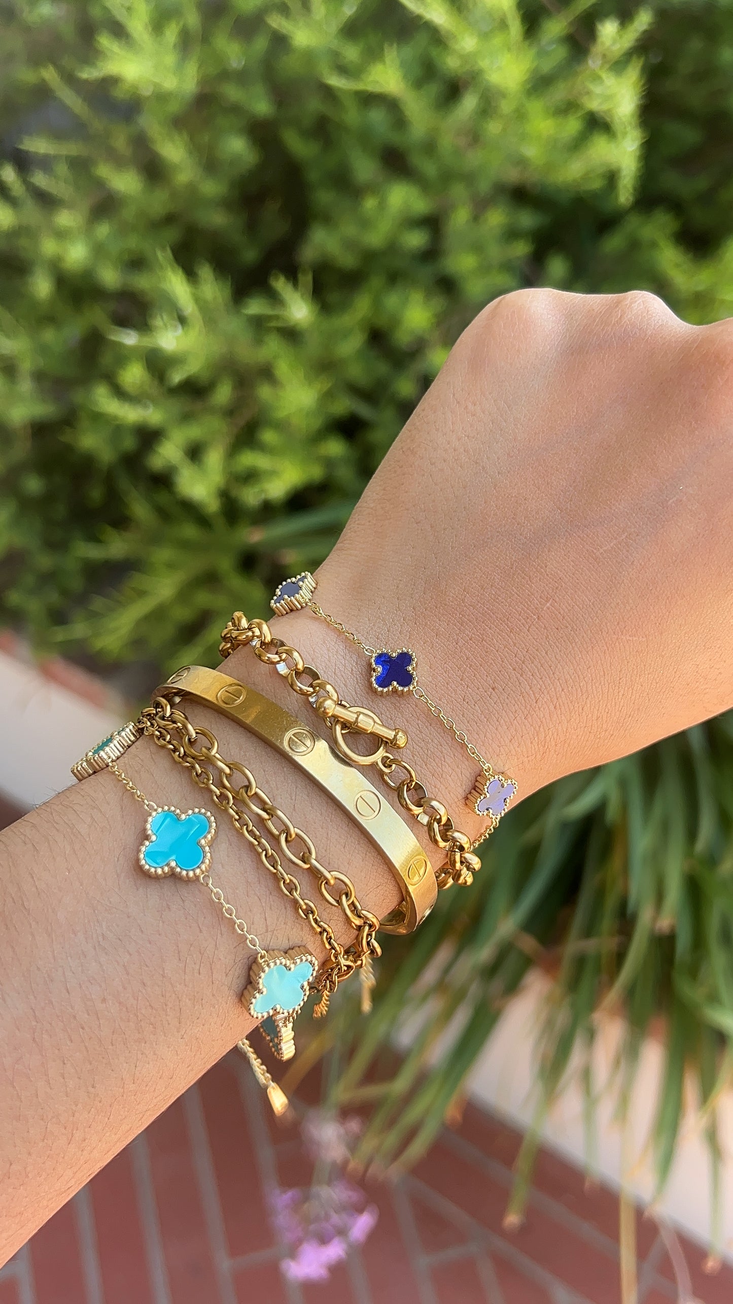 Mini Lapis Lazuli Agate Van Clover Bracelet