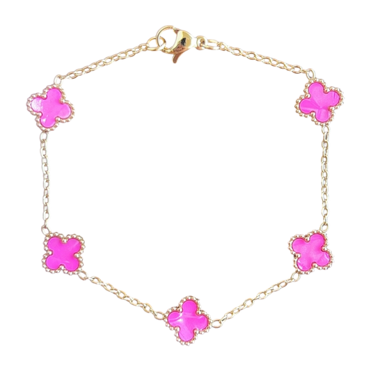 Mini pink Porcelain Van Clover Bracelet