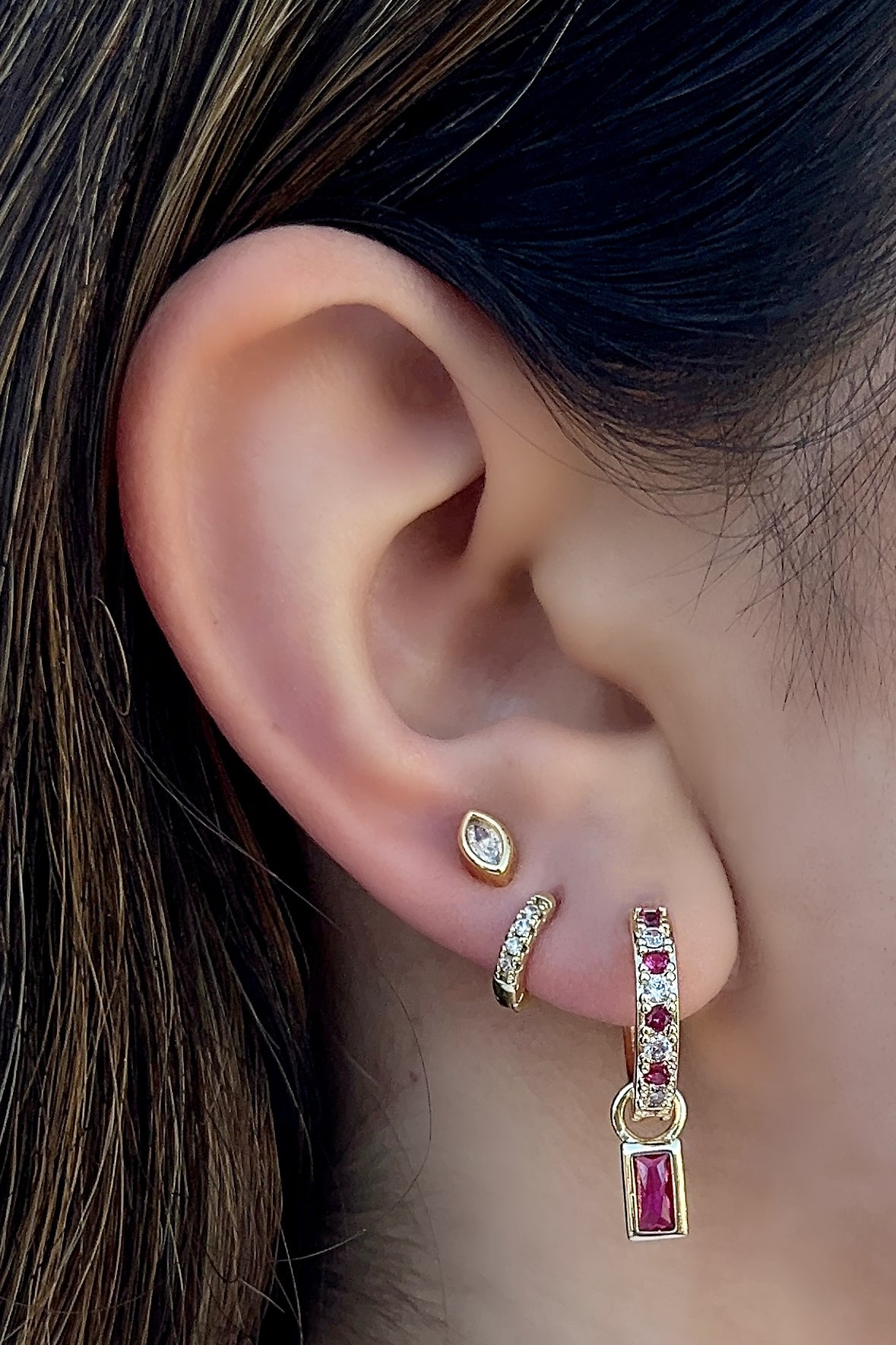 Empire CZ Charm Huggies