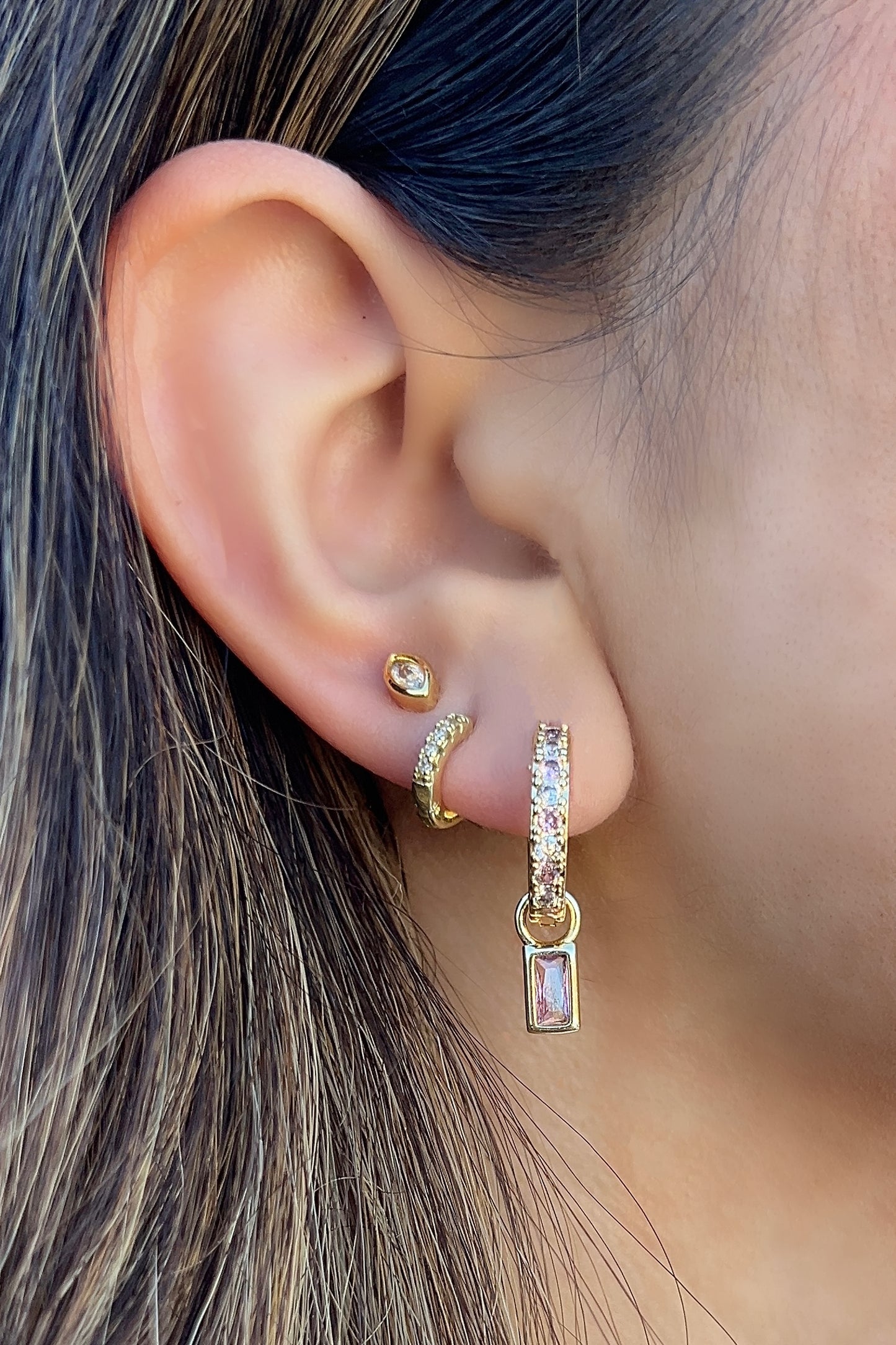 Empire CZ Charm Huggies