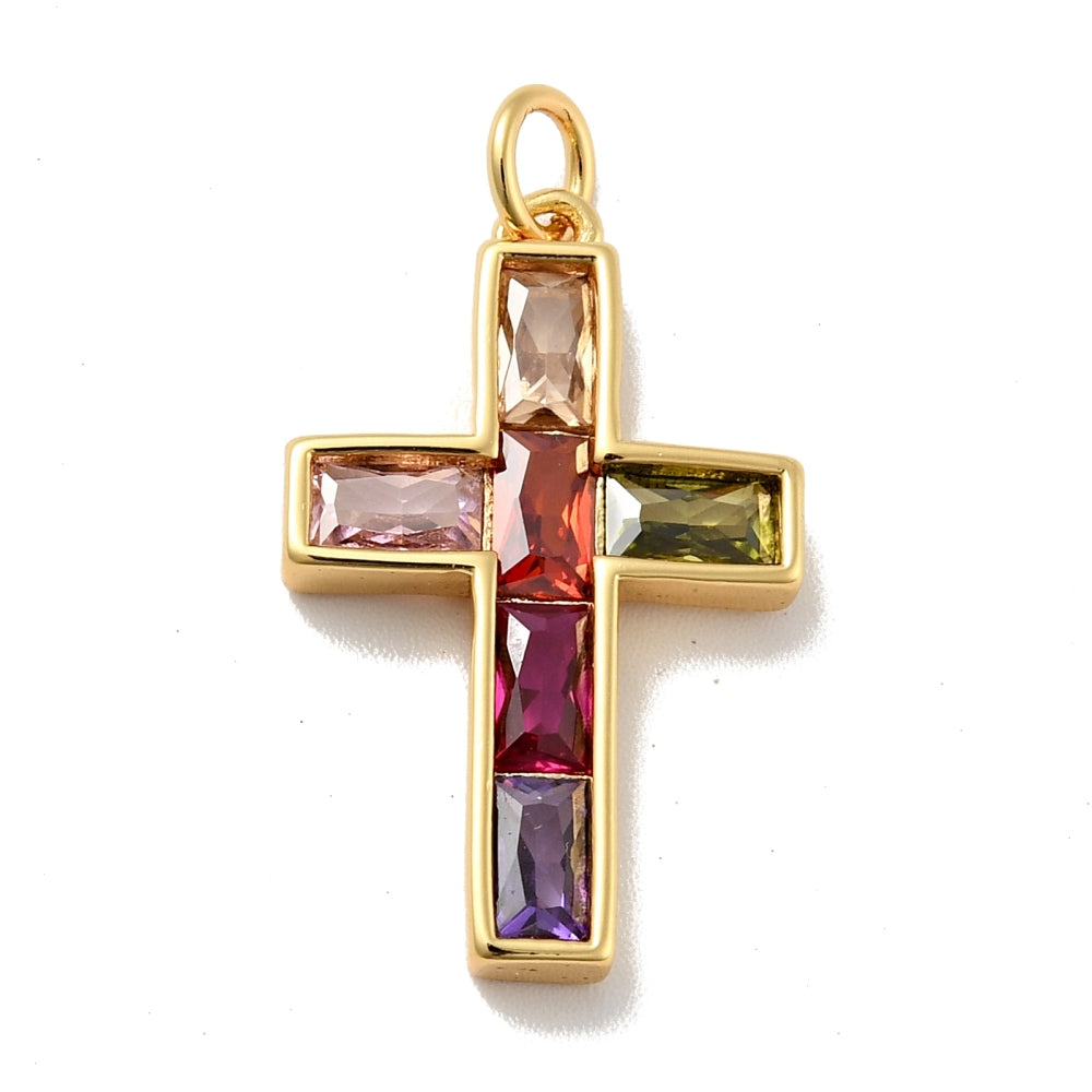 Sunset CZ Cross Charm