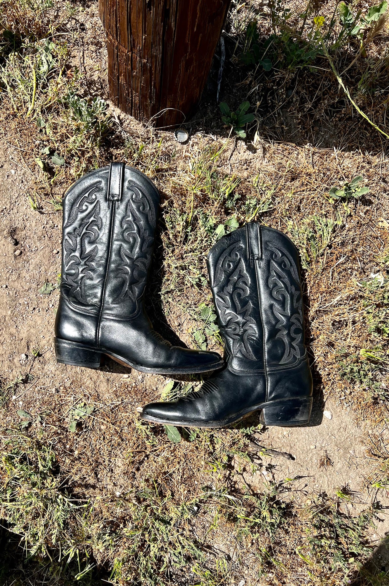 Rudel Black Leather Western Boot