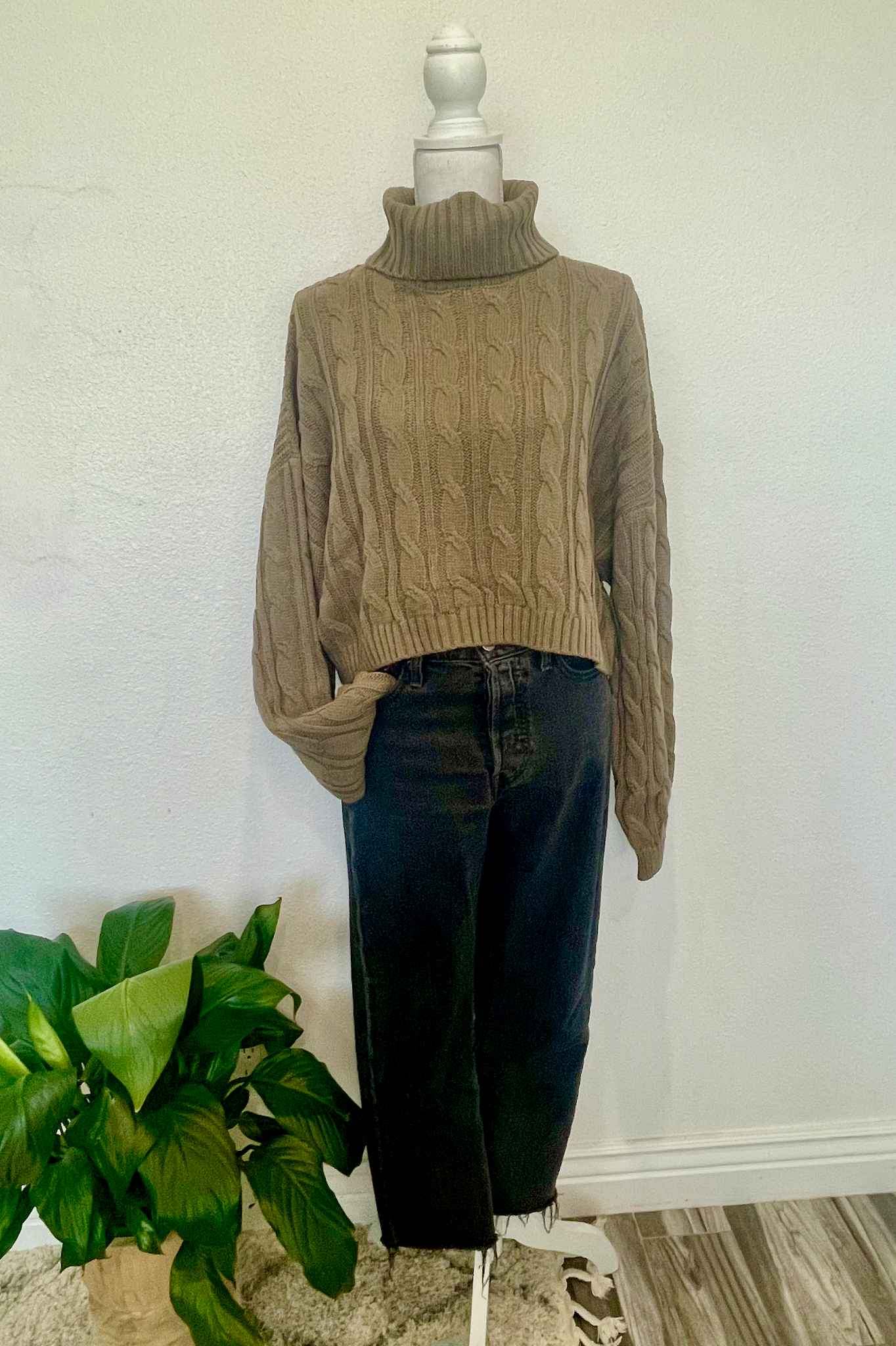 Bundled Up Cropped Turtleneck Sweater