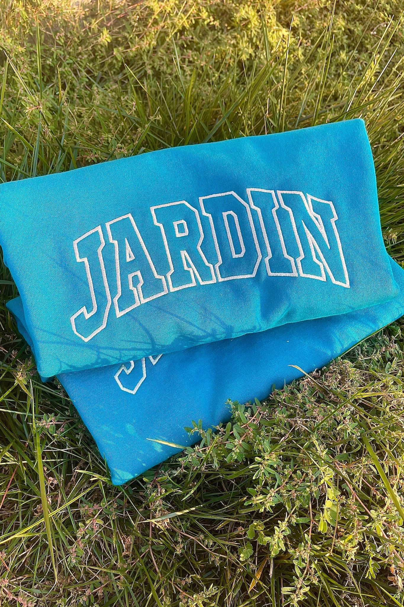 Classic Jardín Letterman Crewneck in Jewel